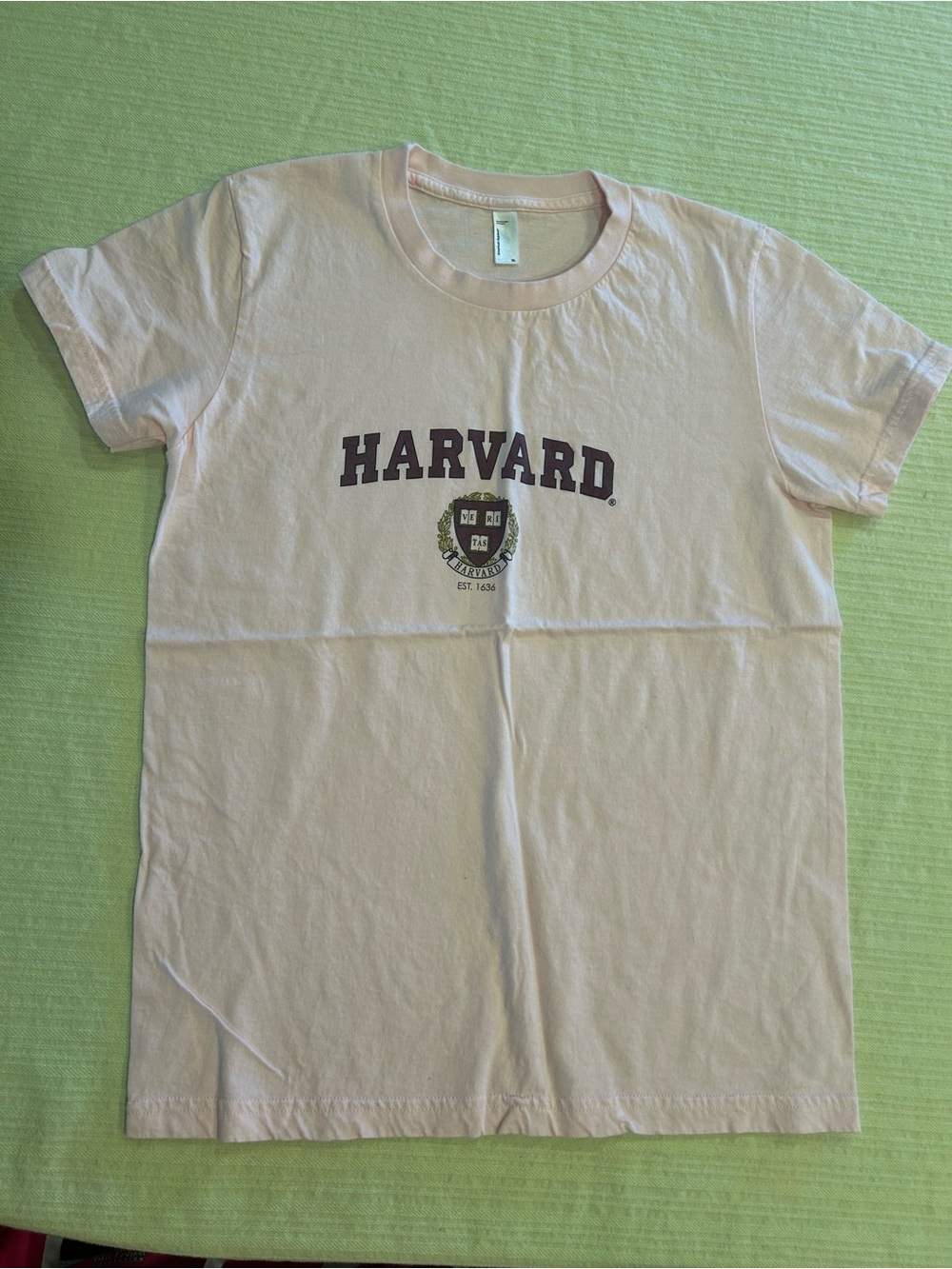 American Apparel Light Pink Harvard Crest Tee